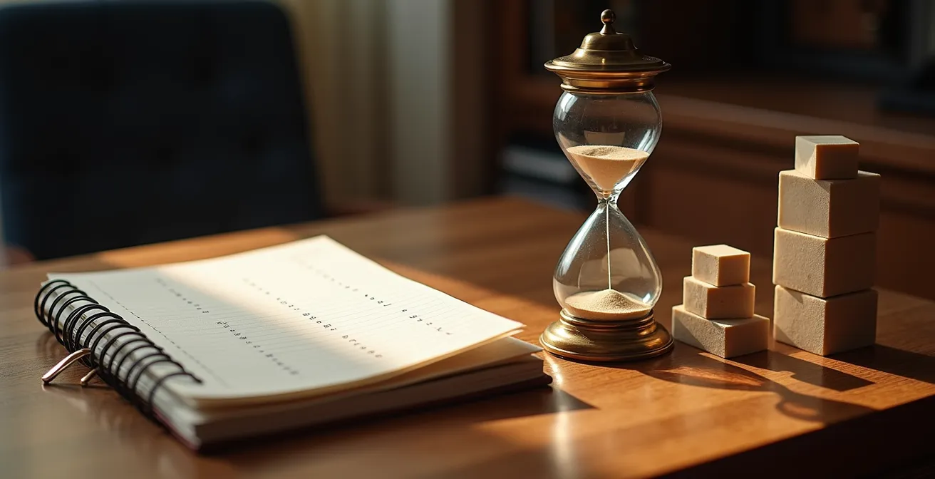 Calendrier et calculatrice sur bureau représentant la planification du compte épargne-temps