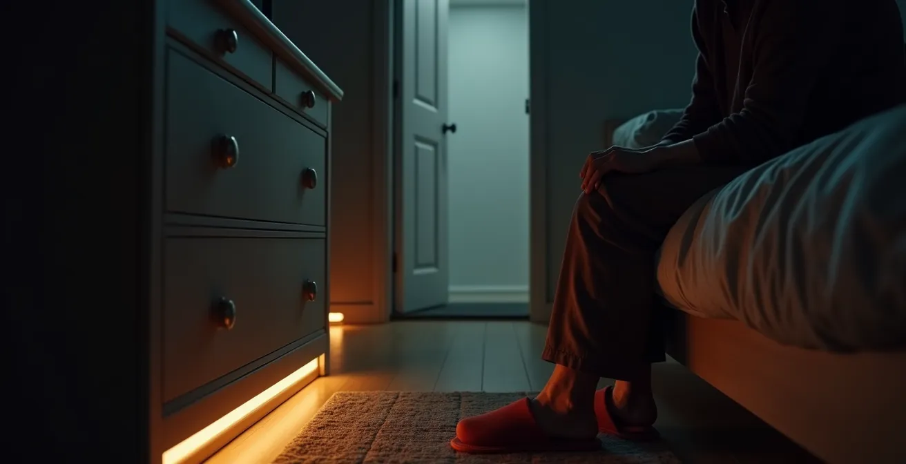 Chemin lumineux automatique guidant de la chambre aux toilettes la nuit