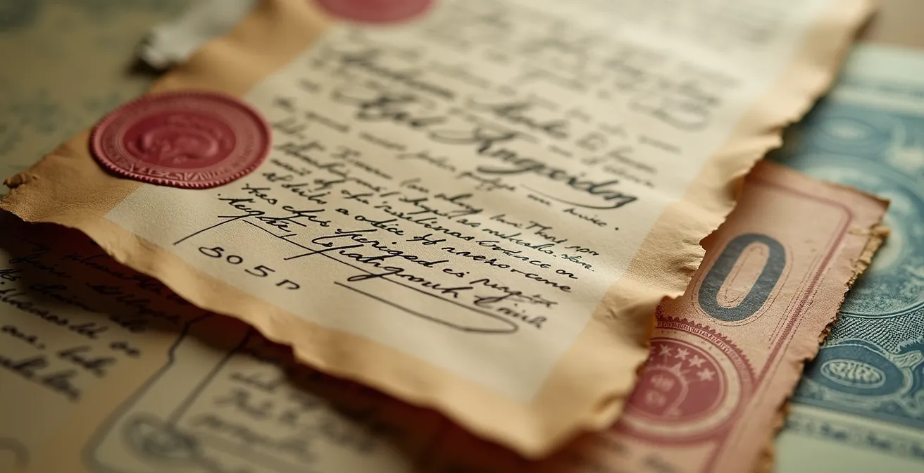 Évaluation de dons anciens avec documents historiques chez le notaire